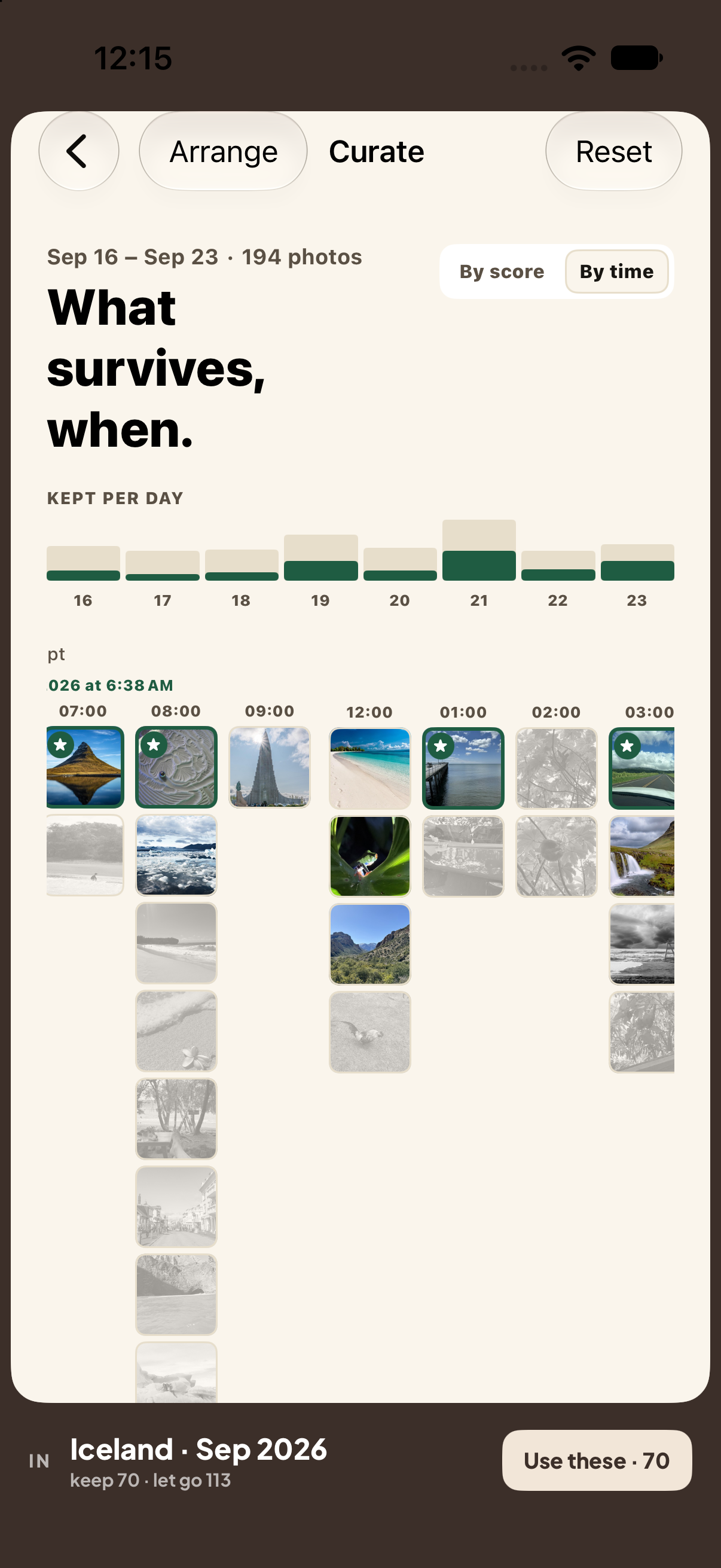 Curate an event with a timeline